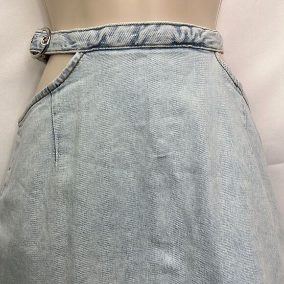 We Wore What cut out indigo zero super light denim mini skirt size small NWT - Picture 6 of 16